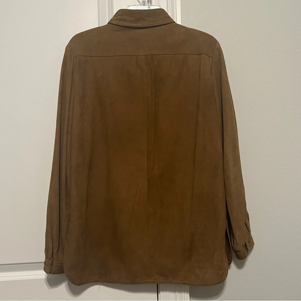 Vtg Bill Haire Friedrick's Sport Lamb Suede Button Front Shirt Blouse - Picture 4 of 12